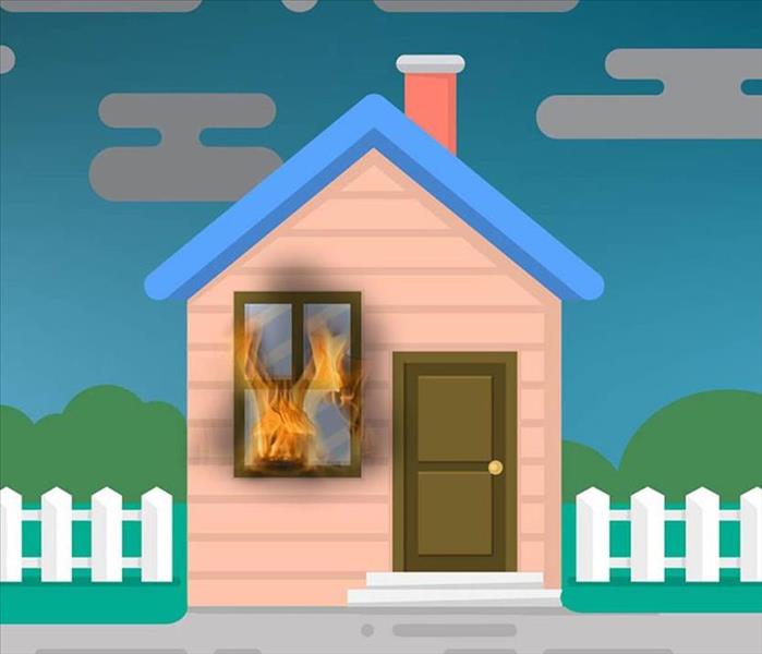 Image of cartoon house on fire